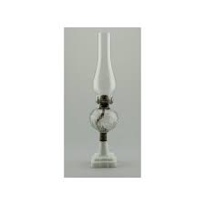 Clear And Milk Glass Base Oil Lamp