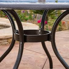 Noble House 2771 Phoenix Hammered Bronze Round Aluminum Outdoor Dining Table