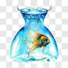 Glass Vase With Fish Png