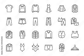 Clothes Fashion Line Icons Vector