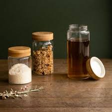 Round Glass Jars With Bamboo Lid