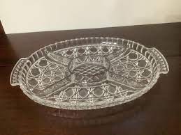 Vintage Lead Crystal Glass Serving Tray