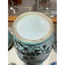 2 Large Blue Glazed Chinese Vases With