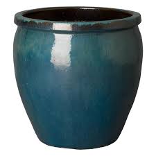 Round Teal Ceramic Planter 12040tl