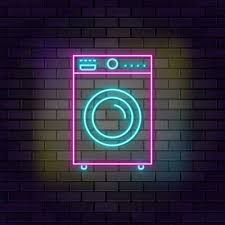 Laundry Machine Washing Neon Icon