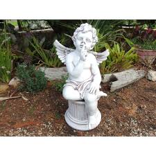 Cherub Angel On Pedestal Garden