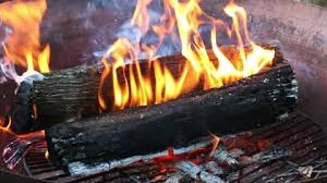Outdoor Fire Burning Hot Logs Stock