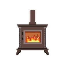 Wood Burning Stove Fireplace Isolated