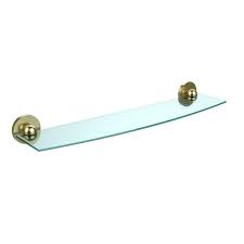 Glass Bathroom Shelf In Satin Brass