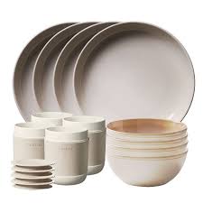 Corelle 16 Pc Stoneware Dinnerware Set Oatmeal Service For 4
