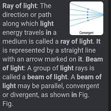 define a beam of light and explain its