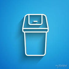 White Line Trash Can Icon Isolated On