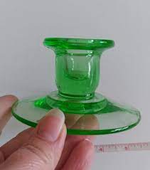 Green Uranium Depression Glass Candle