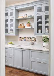 Blue Butler Pantry Cabinets With Gray