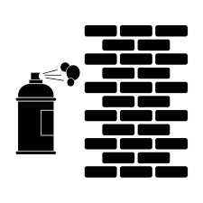 Brick Wall And Spray Paint Icon In