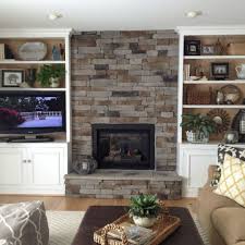 Stacked Stone Look Fireplace