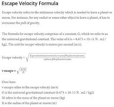 The Formula To Find Escape Velocity