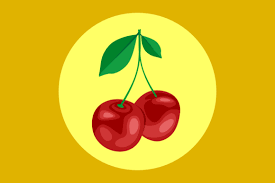Simple Cherry Fruit Icon Flat Design