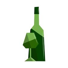 Green Abstract Wine Bottle With Glass