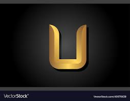 Gold Golden U Alphabet Letter Logo Icon