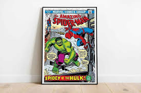 Spiderman Vs Hulk Poster Vintage 1973