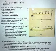 beam length e is the elastic modulus