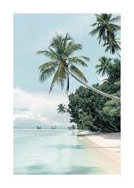 Tropical Sand Beach Poster Palms By