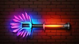 Glowing Neon Paint Brush Icon Isolated
