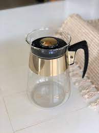 Black Glass Coffee Carafe Mid Century