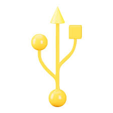 3d Usb Sign Icon Yellow Color Usb Flash