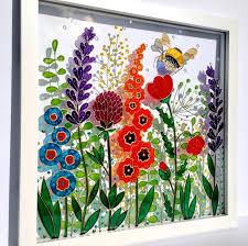 Wildflowers 13x13 Glass Painting