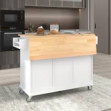 White Rolling Mobile Kitchen Island