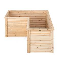 L Shaped Wooden Raised Garden Bed