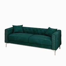 Square Arm Velvet Rectangle Sofa