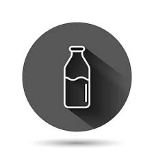 Bottle Icon With Milk Ilration On