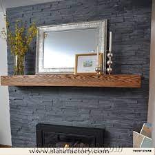 Black Slate Tile Fireplace Cultured