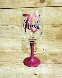 70th Birthday Gift Stemless Wine Glass