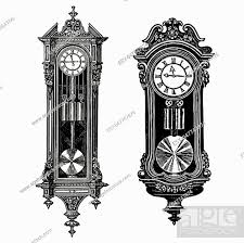 Vintage Wall Clocks Vector Engraving