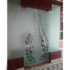 Hinged Leaf Design Frosted Glass Door