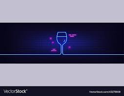 Wine Glass Line Icon Bordeaux Sign Neon