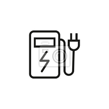 Electric Car Charging Station Line Icon