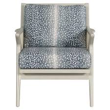 Blue Upholstered Woven Cane Arm Chair