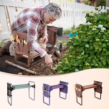 Garden Kneeler And Seat Bench Garden Workseat Folding Gardening Bench Foam Kneeling Pad Detachable Tool Borwn