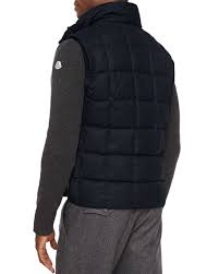 Moncler Tenay Box Quilt Wool Vest Navy