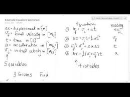 Kinematics Equations Worksheet