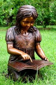 Bronze Girl Reading Book Sculpture
