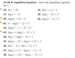 Logarithmic Equations Solve The