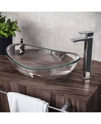 Oval 500mm Tempered Clear Glass Basin Sink