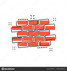Vector Cartoon Wall Brick Icon Comic