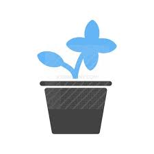 Flower Pot Blue Black Icon Iconbunny